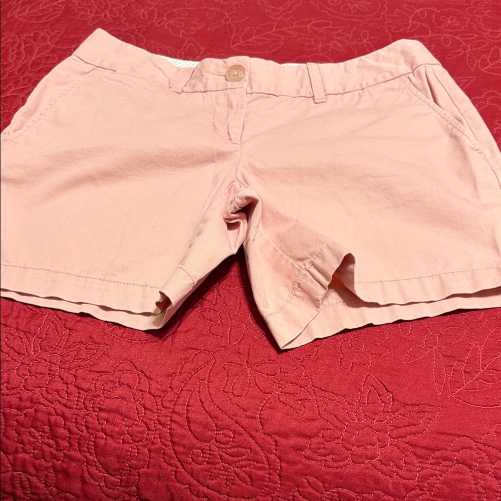 Ann Taylor Loft 100%Cotton Coral Shorts Front Zipper Side Pockets Size 0